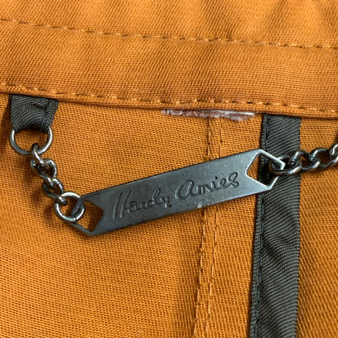 HARDY AMIES Size 44 Rust Orange Cotton Double Breasted Belted Trenchcoat
