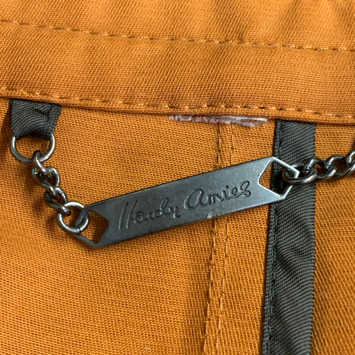 HARDY AMIES Size 44 Rust Orange Cotton Double Breasted Belted Trenchcoat