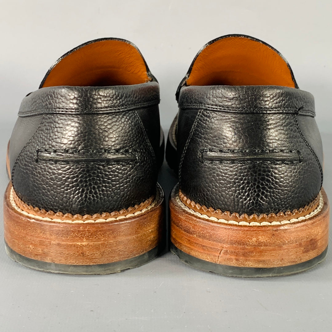 LOUIS VUITTON Size 7.5 Black Leather Penny Loafers