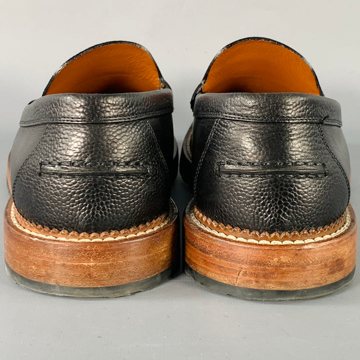 LOUIS VUITTON Size 7.5 Black Leather Penny Loafers