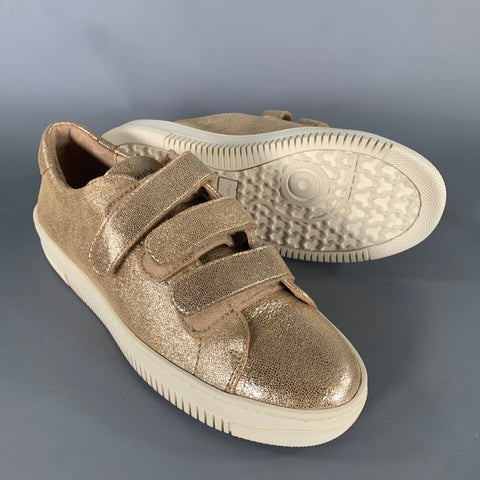 BOBBIES Size 8 Gold Champagne Glitter 3 Hook & Loop Sneakers