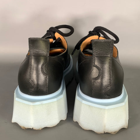 OFF WHITE Size 10 Black Blue Leather Lace Lace Up Shoes