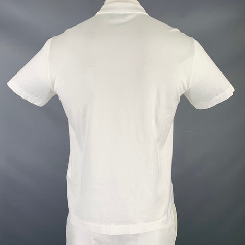 STONE ISLAND Size L White Cotton Half Placket Polo