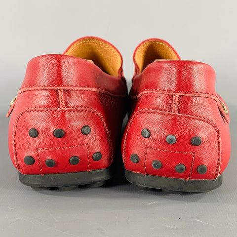 OPP FRANCE Size 7 Red Leather Penny Drivers Loafers