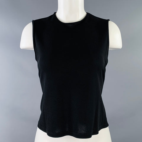 GIANNI VERSACE Size 8 Black Sleeveless Casual Top