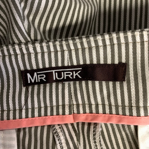MR TURK Size 40 White Grey Stripe Cotton Blend Shorts