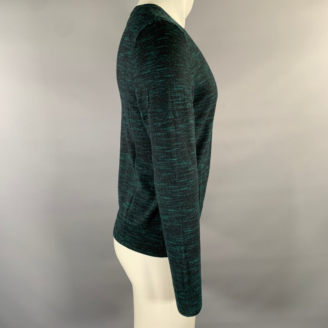 A.P.C. Size M Green Black Melange Wool Ribbed Pullover