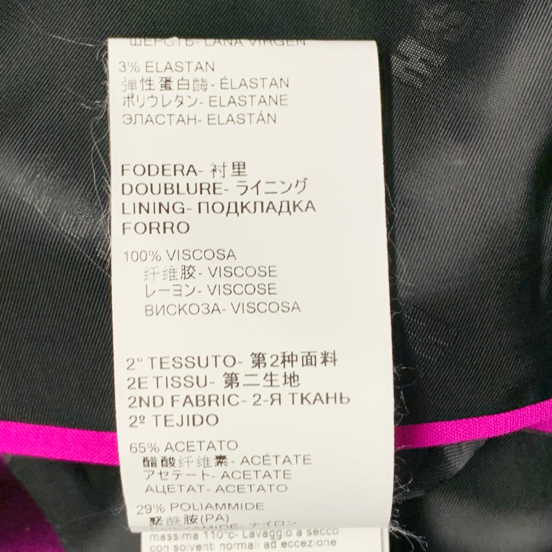 MSGM Size 8 Magenta Wool Blend Shawl Collar Jacket Blazer