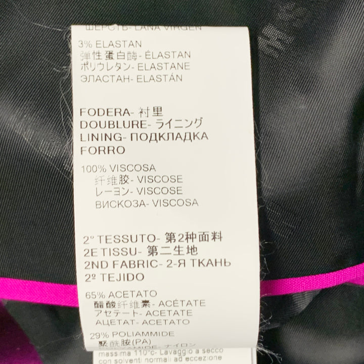 MSGM Size 8 Magenta Wool Blend Shawl Collar Jacket Blazer