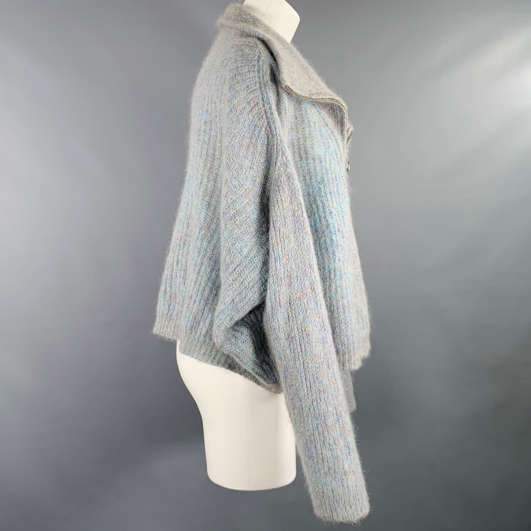 ISABEL MARANT Size 8 Blue Grey Mohair Blend 1/2 Zip Sweater