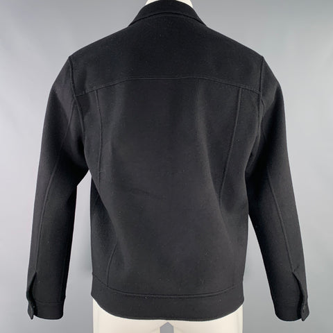 THEORY Size M River Black Cashmere Wool Snaps Jacket