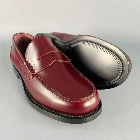 BURBERRY Size 9 Burgundy Leather Slip On Penny Loafers