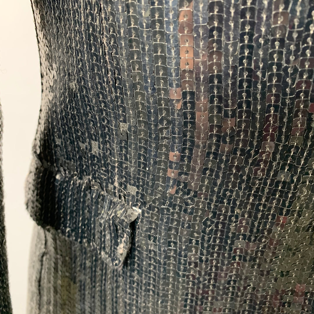SAINT LAURENT Size 40 Black Polyester Blend Sequined Peak Lapel Sport Coat
