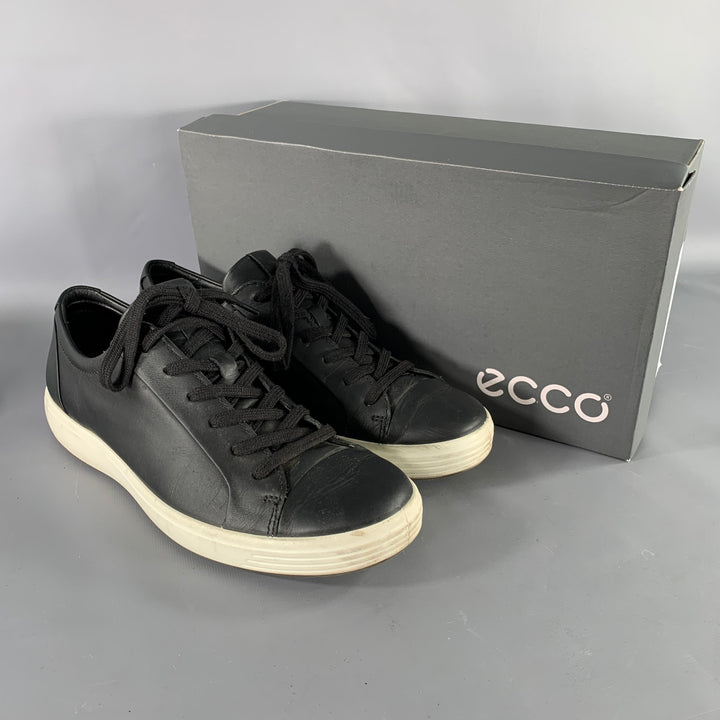 ECCO Size 9 Soft 7 Black White Leather Low Top Sneakers