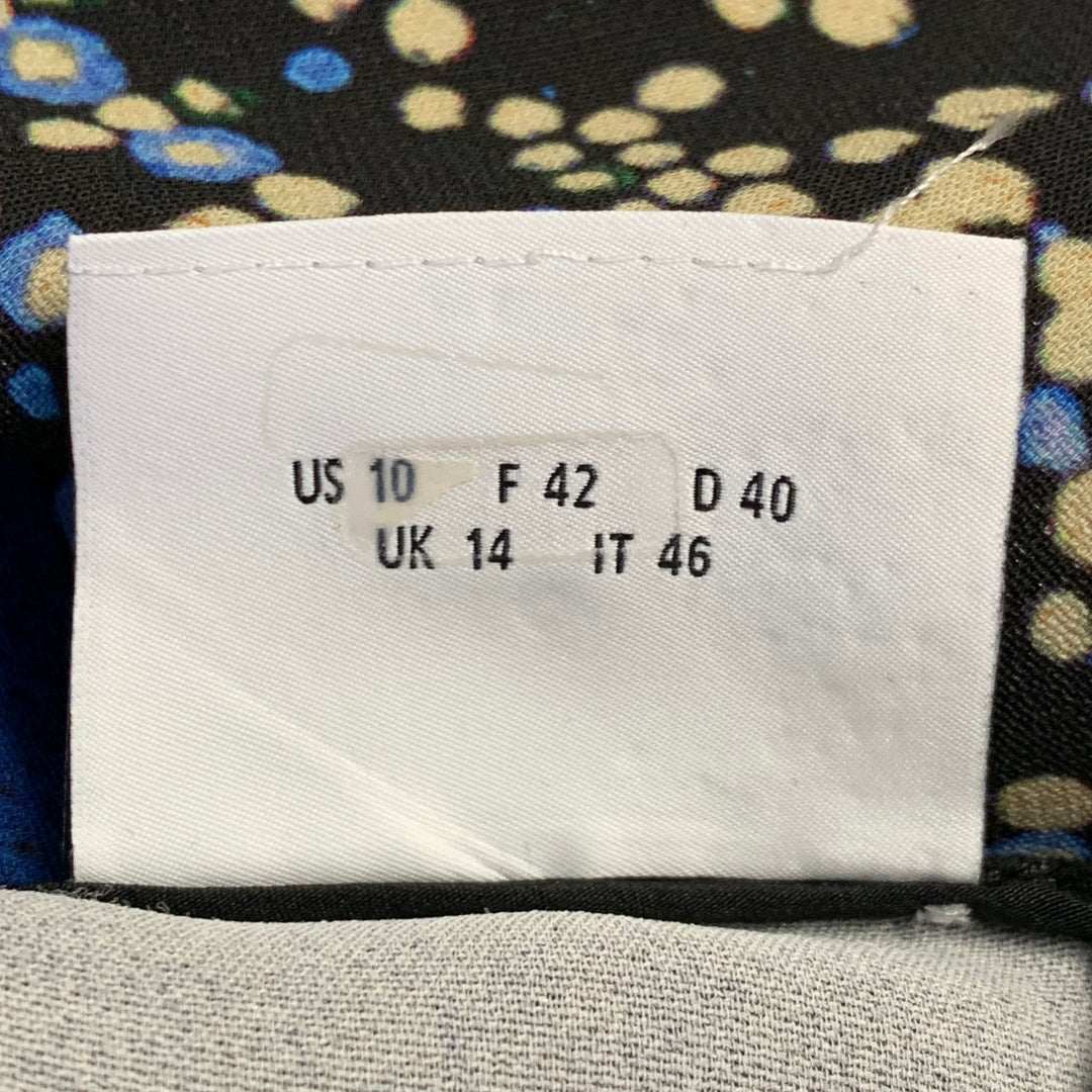 AKRIS Size 10 Black Multi Color Viscose Blend Abstract Cityscape Sleeveless Dress