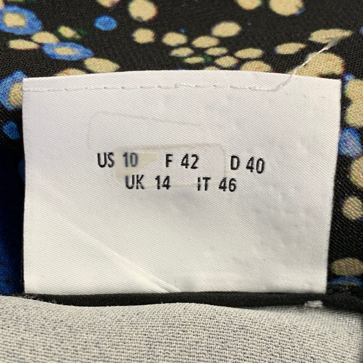 AKRIS Size 10 Black Multi Color Viscose Blend Abstract Cityscape Sleeveless Dress