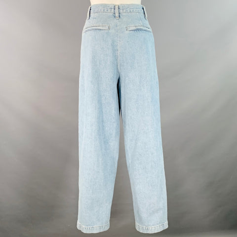 AGOLDE Size 26 Becker Light Blue Cotton Twill Pleated Baggy Tapered Jeans