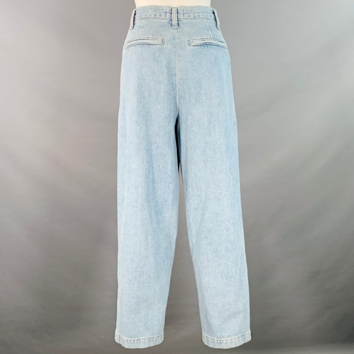 AGOLDE Size 26 Becker Light Blue Cotton Twill Pleated Baggy Tapered Jeans