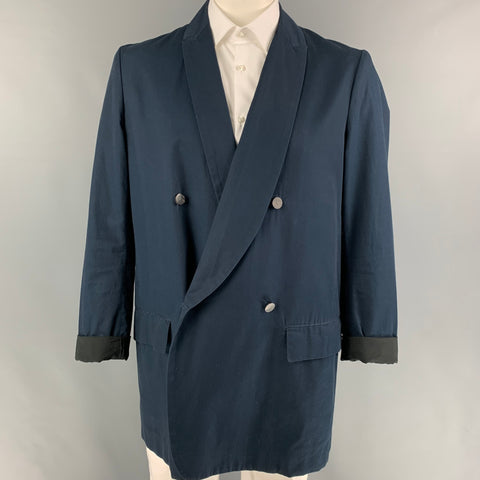 EDWINA HORL Taille L Manteau de sport à double boutonnage en coton marine