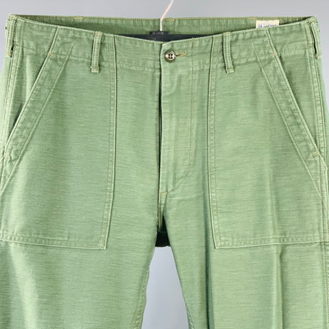 Pantalon décontracté droit en coton vert olive ORSLOW Taille 34