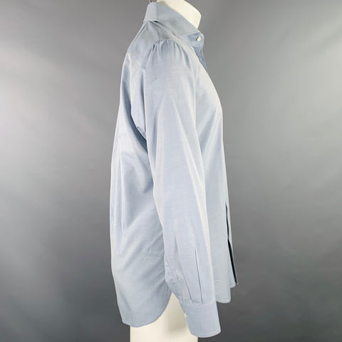 CIFONELLI Size M Blue Grey Cotton Spread Collar Long Sleeve Shirt