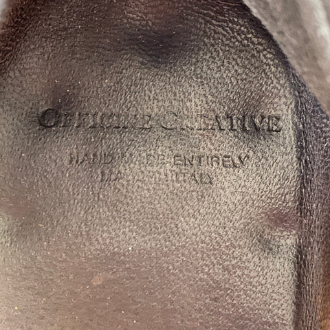 OFFICINE CREATIVE Size 8 Nadine Black Leather Distressed Slip On Loafers Flats