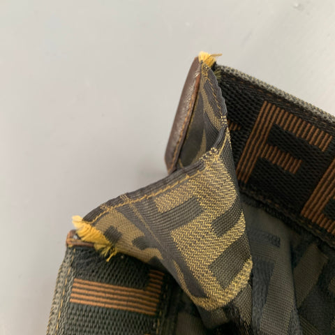 FENDI Brown Beige Monogram Nylon Foldable Tote Handbag