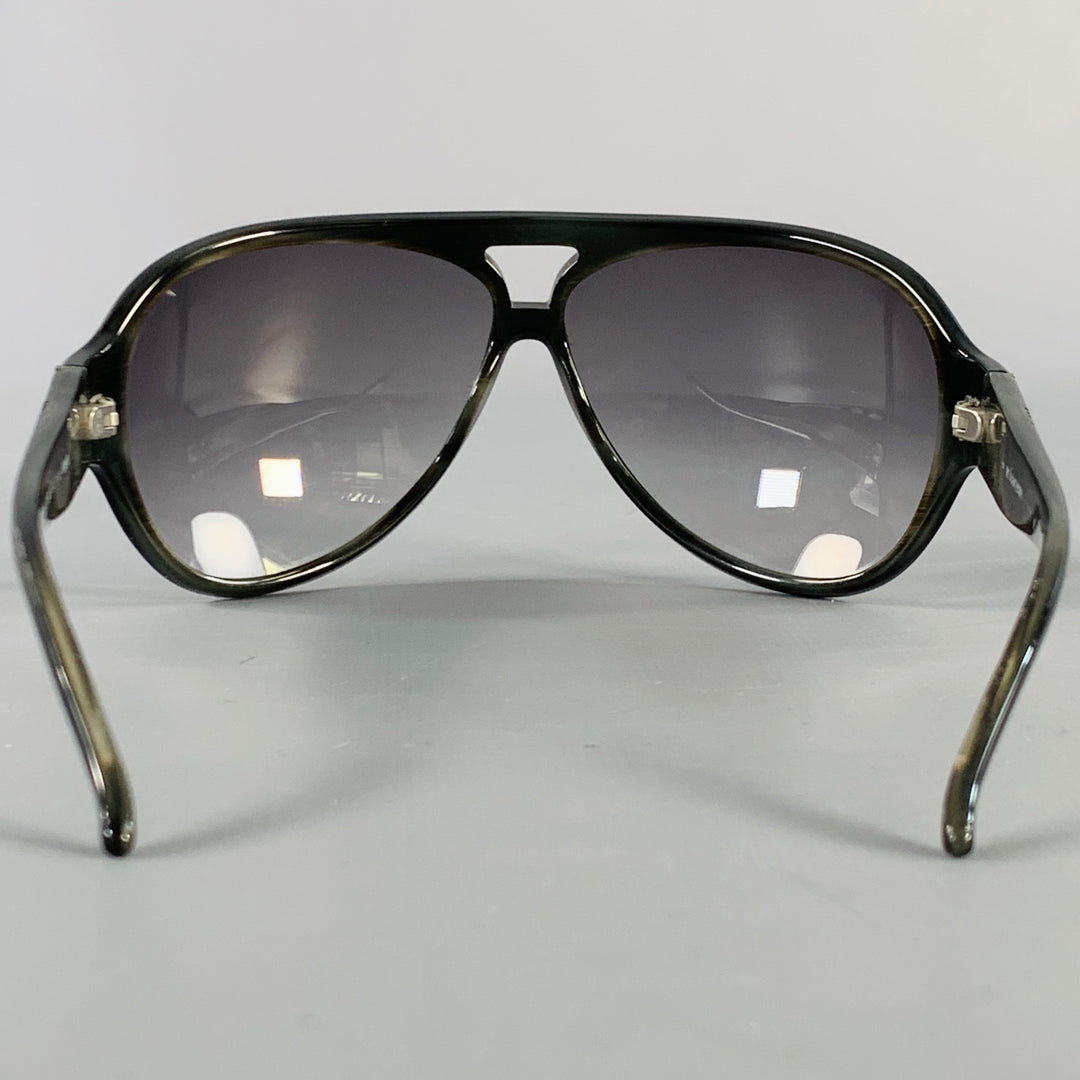 BURBERRY Black Acetate Oversized Wrap Around Aviator Sunglasses