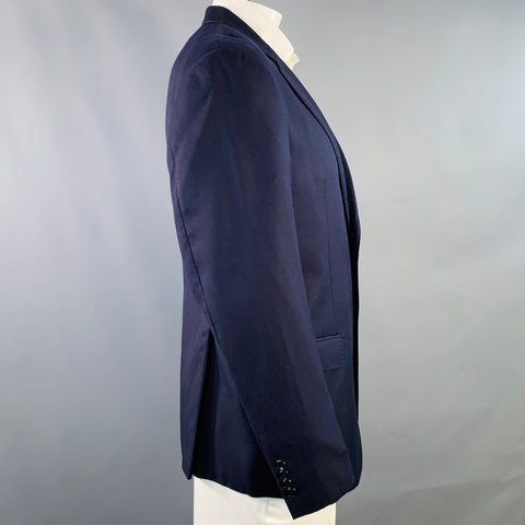 GIORGIO ARMANI Size 46 Navy Woven Virgin Wool Notch Lapel Sport Coat