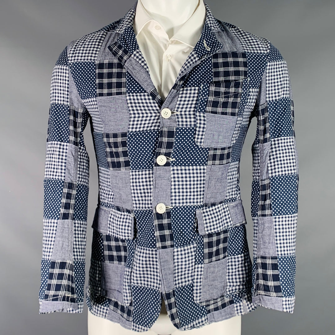 ENGINEERED GARMENTS Size XS Navy White Patchwork Cotton Sport Coat