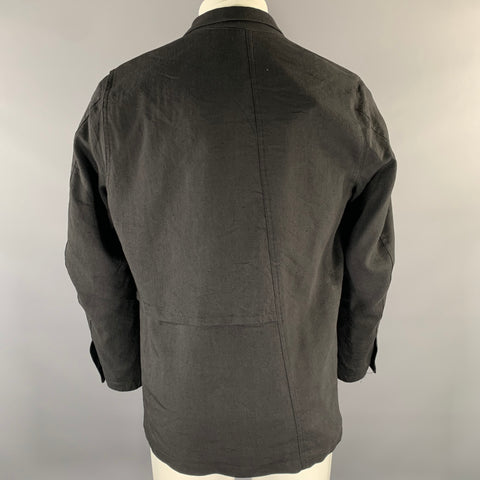 THE VIRIDI-ANNE Black Linen Wool Panneled Sport Coat