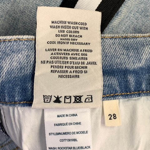 ALICE + OLIVIA Size 28 Blue Cotton Blend Denim Distressed Wide Leg Casual Pants