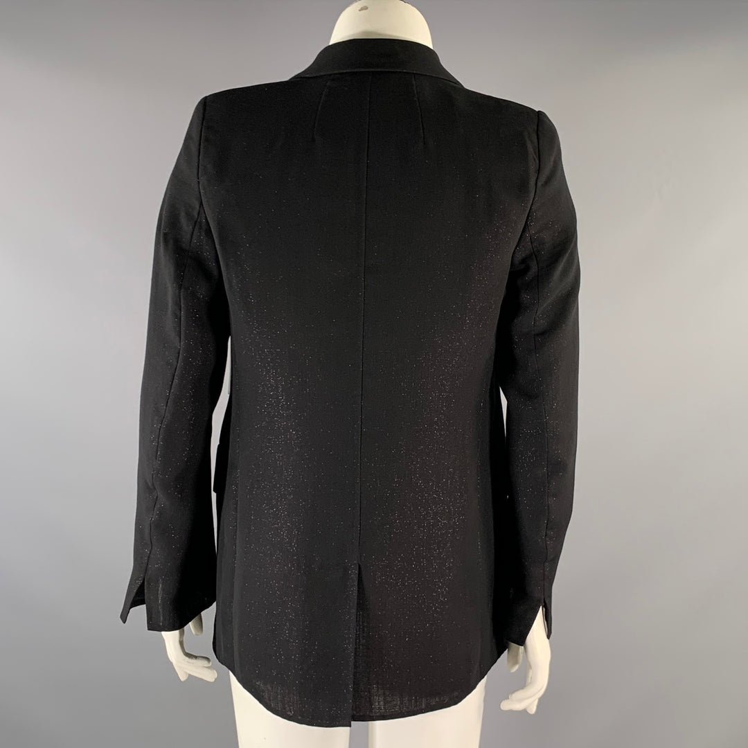 AKRIS Size 12 Black Glitter Wool  Polyester Sparkly Jacket