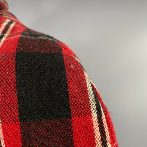 MARNI Size 8 Red Black Polyester Blend Plaid Snaps Jacket