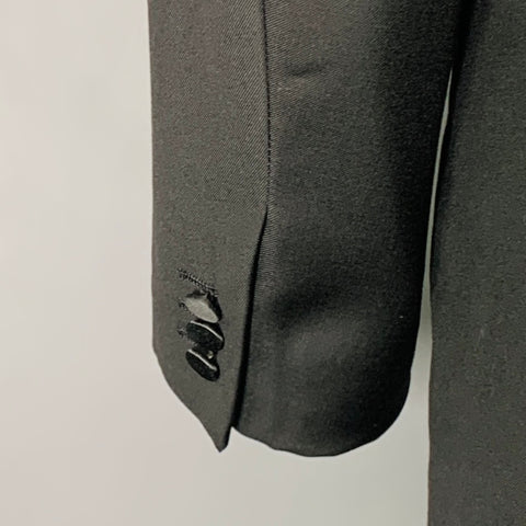 ERMENEGILDO ZEGNA Size 46 Black Wool Peak Lapel Tuxedo