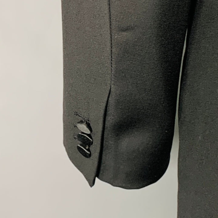 ERMENEGILDO ZEGNA Size 46 Black Wool Peak Lapel Tuxedo
