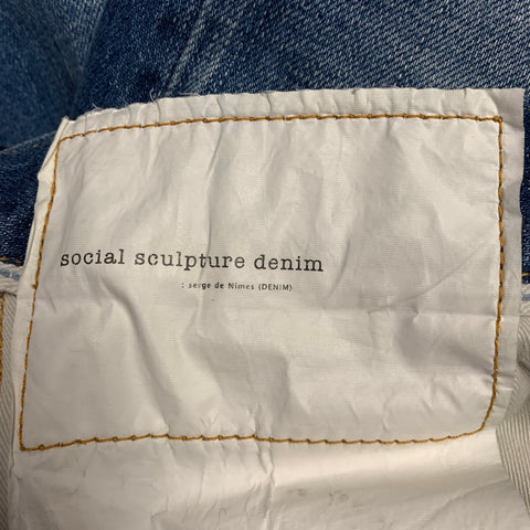 VISVIM Size 34 Social Sculpture 10D5 Blue Distressed Cotton Selvedge Button Fly Jeans