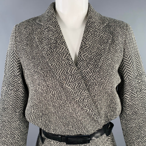 KENZO Size S Black White Wool Chevron Deconstructed Jacket Blazer