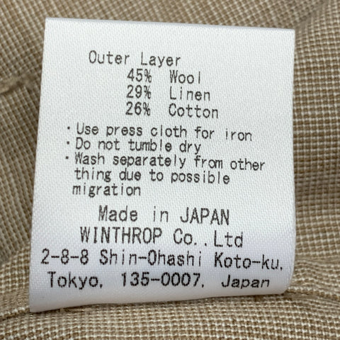 IKIJI Size XL Beige Wool Linen Cotton Blouson Jacket