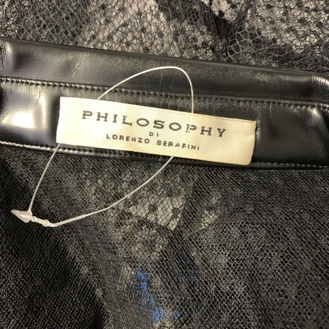 PHILOSOPHY Size S Black Polyamide Mesh Button Up Blouse