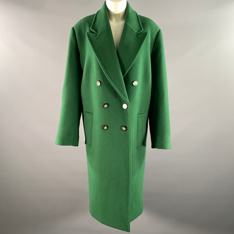 MICHAEL by MICHAEL KORS Size XS Green Wool Blend Peak Lapel Coat