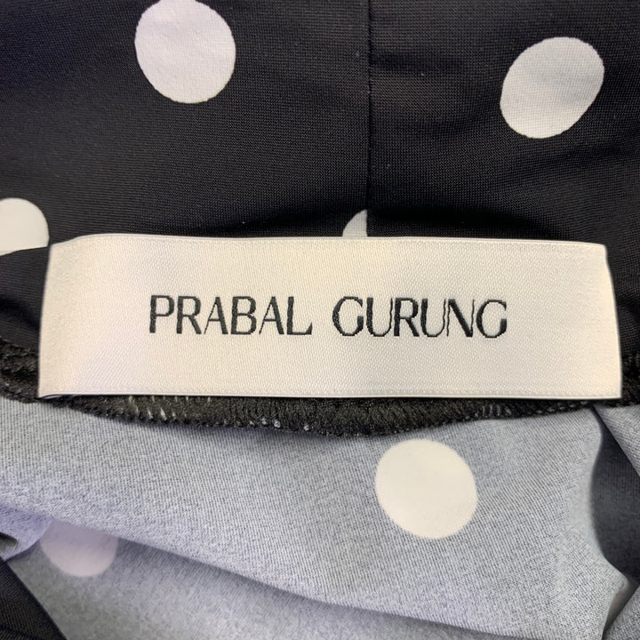 PRABAL GURUNG Size M Black White Lycra Polka Dot Bodysuit Dress Top