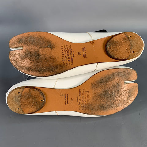 MAISON MARGIELA Ballerines Tabi en cuir blanc Taille 8