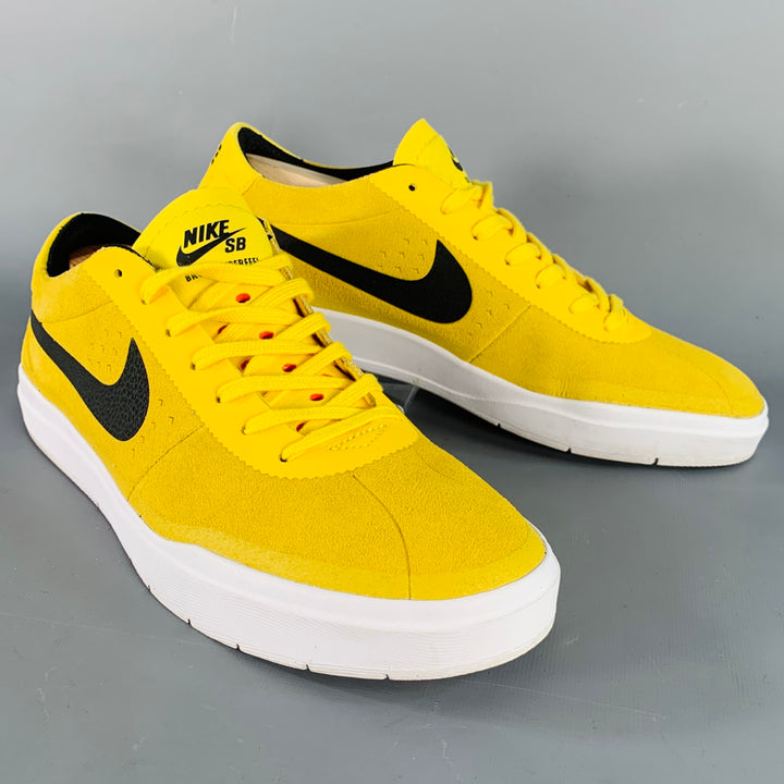 NIKE Size 10 SB Bruin Hyperfeel Yellow Black Suede Lace-Up Low Top Sneakers
