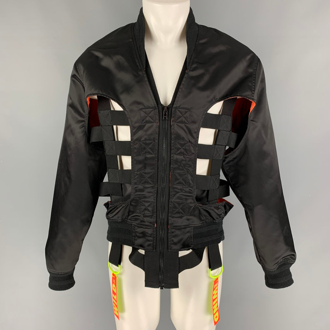 WALTER VAN BEIRENDONCK SS 19 Wild is The Wind Collection Size S Black Polyester Skeleton Bomber Jacket