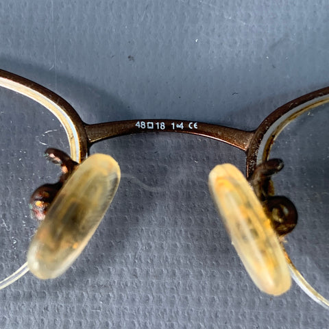 GUCCI Brown Metal Semi Rimless Eyewear Readers