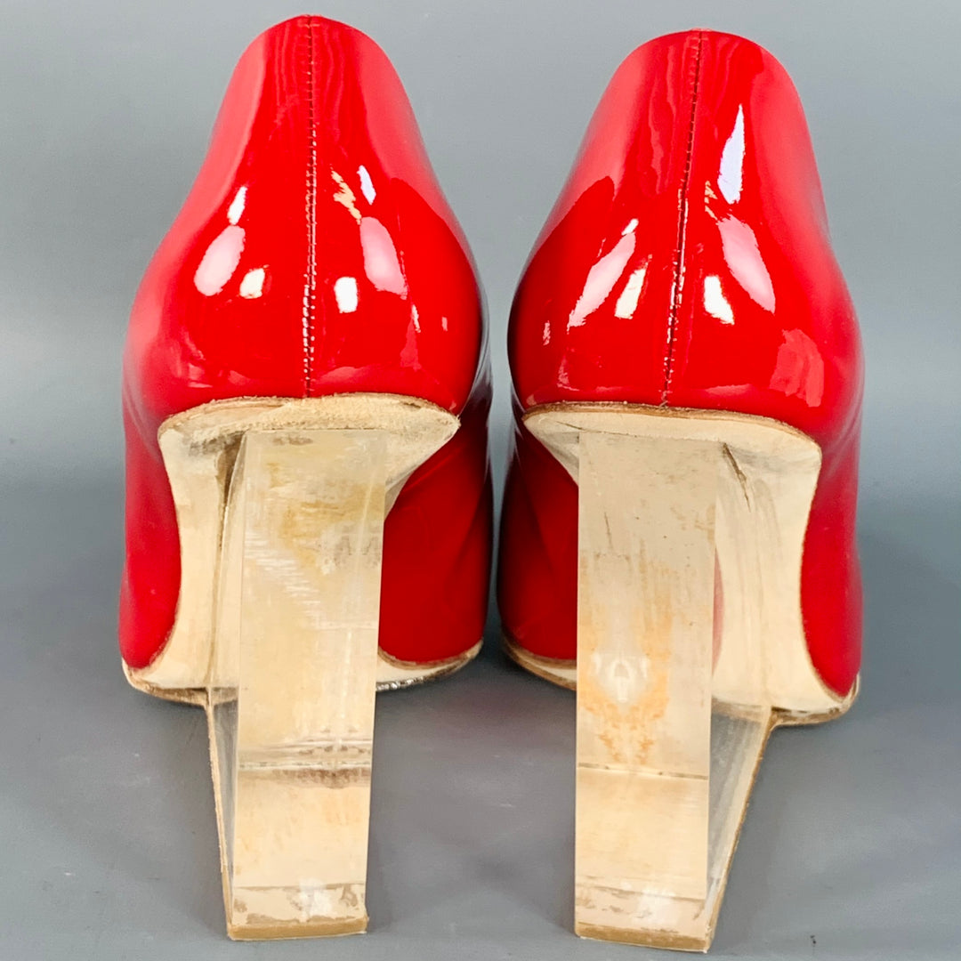 MAISON MARGIELA x H&M Size 9 Red Transparent Patent Leather Wedge Heels Pumps