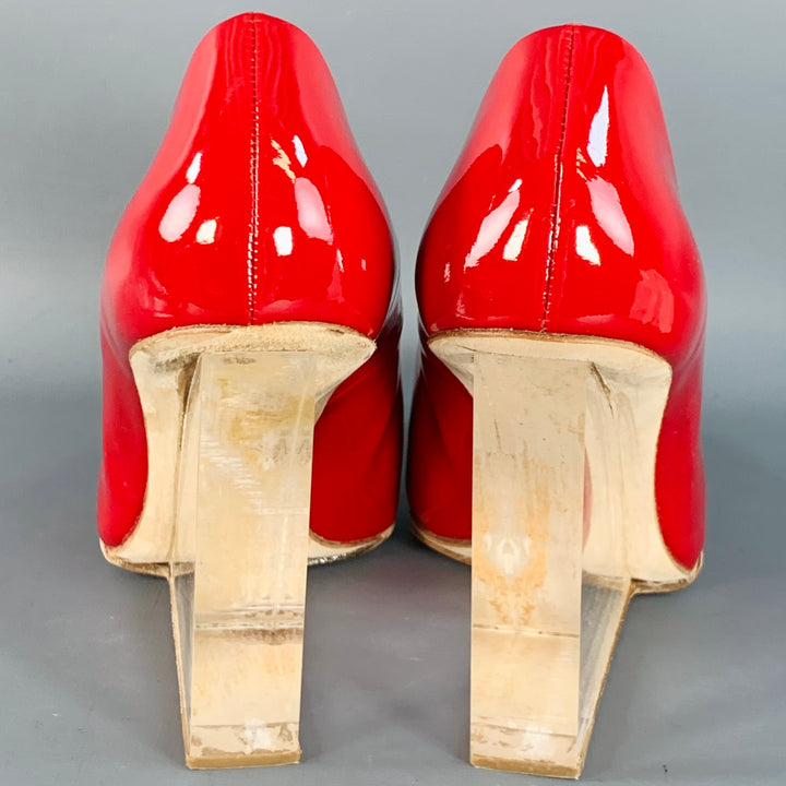 MAISON MARGIELA x H&M Size 9 Red Transparent Patent Leather Wedge Heels Pumps