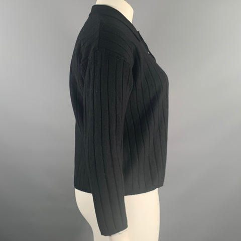 CALIFORNIA ARTS Size L Black Wool Knit Button Up Sweater Womens