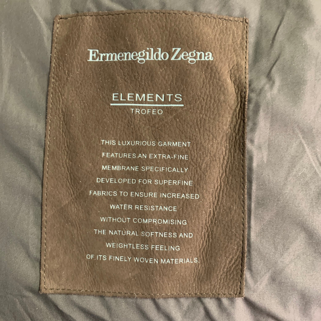 ERMENEGILDO ZEGNA Size 38 Navy Brown Quilted Wool Cotton Jacket